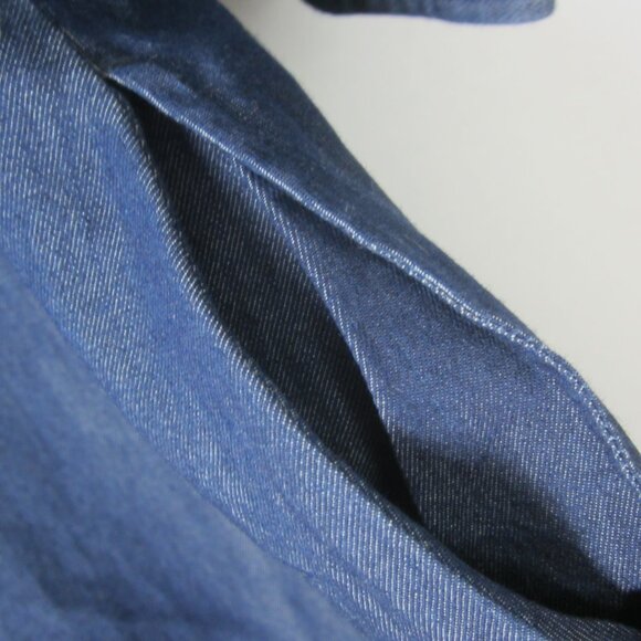 NEW Uniqlo Womens S Dark Wash Navy Blue Denim Shirt Dress Midi 100% Cotton - Picture 6 of 8